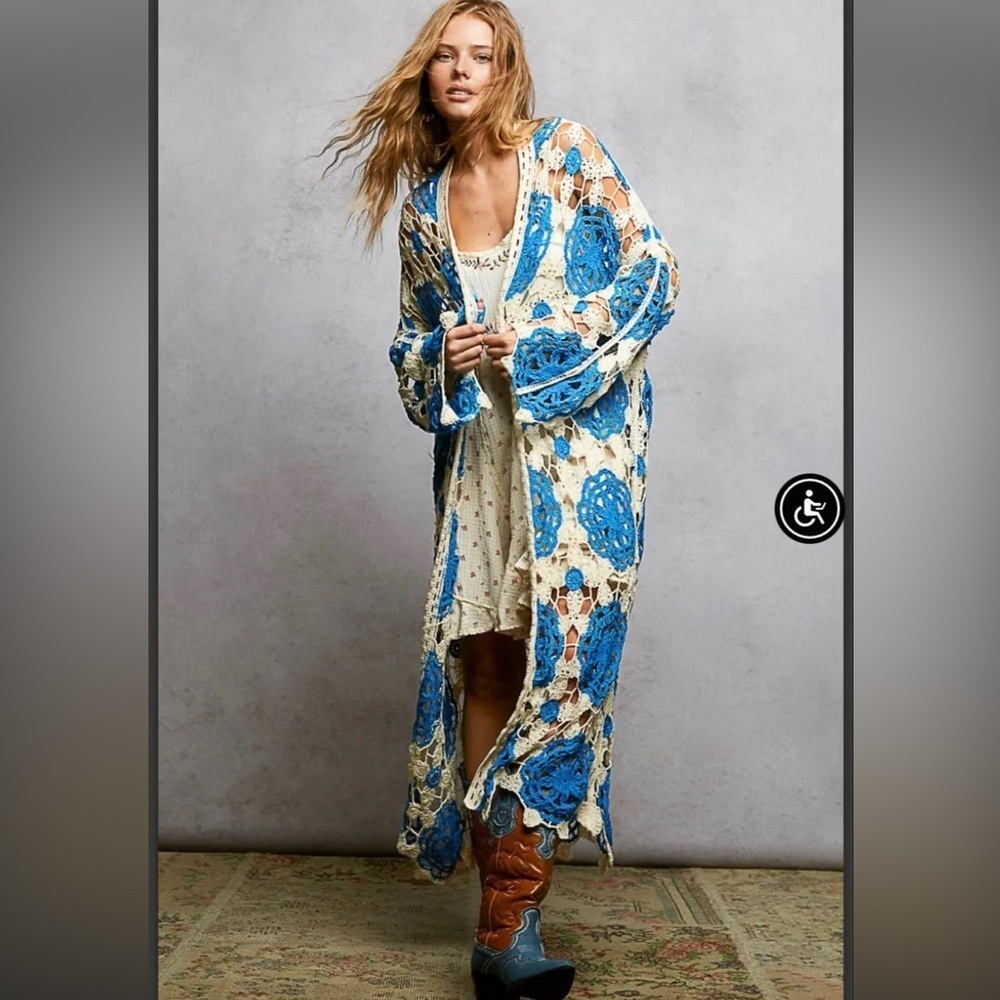 POL  crochet Knit Duster/Kimono NWOT